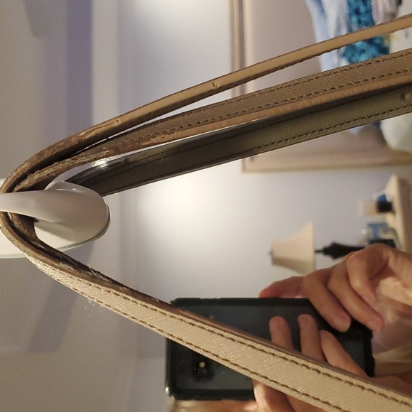 Tory Burch Saffiano Taupe Leather Tote Bag (#17) - Picture 6 of 15